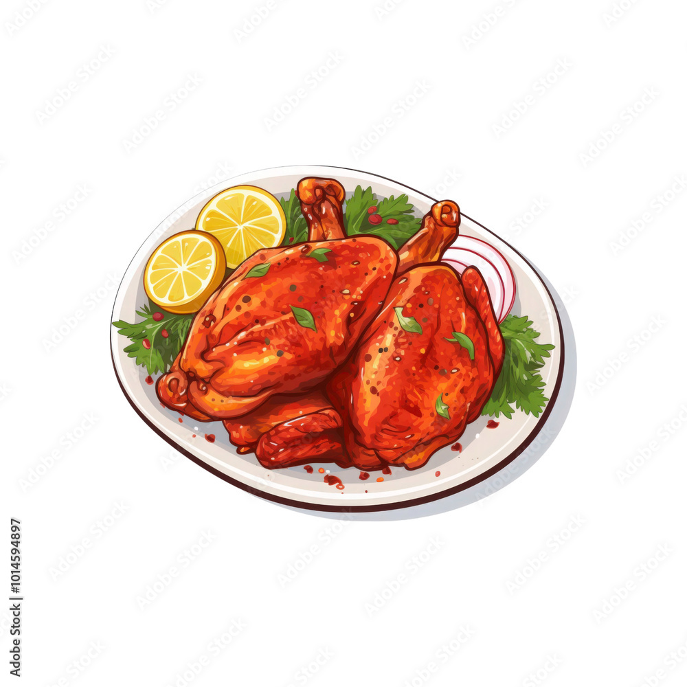 Roasted chicken plated with lemon, onions, and parsley. Perfect for food blogs, restaurant menus, recipe websites, and cooking magazines. Generative AI Roasted chicken plated with lemon, onions, and parsley. Perfect for food blogs, restaurant menus, recipe websites, and cooking magazines. Generative AI