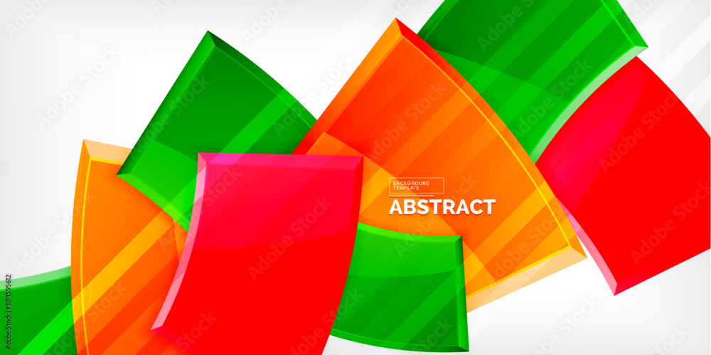 Obraz premium Round 3d shapes, plates background. Creative composition design template