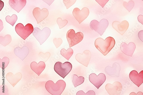 Watercolor pink and beige hearts background wallpaper