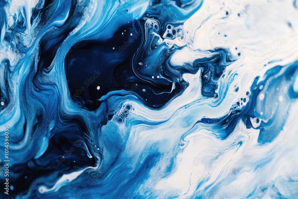 Blue White Fluid Painting Close Up Blue White Fluid Painting Close Up