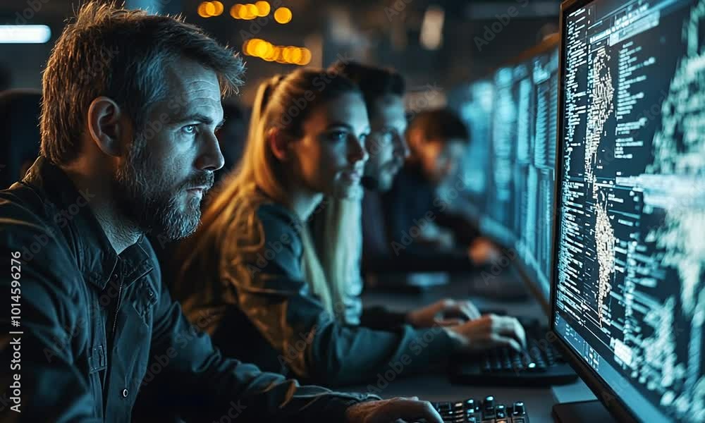 Team of Programmers Working in a Modern Office Team of Programmers Working in a Modern Office