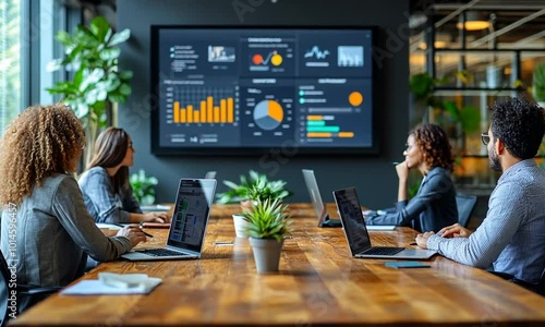 Business Meeting with Data Visualization