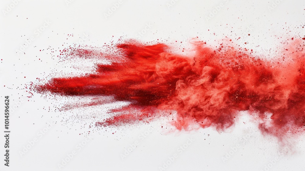 Red Powder Explosion Against White Background Red Powder Explosion Against White Background