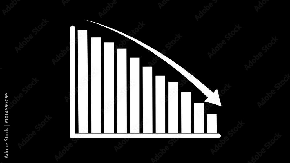 Abstract decreasing business graph chart animation background Abstract decreasing business graph chart animation background