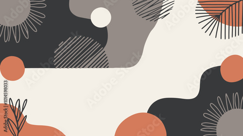 Background featuring abstract shapes and patterns with dots. A contemporary vector design ideal for banners, flyers, and covers.
