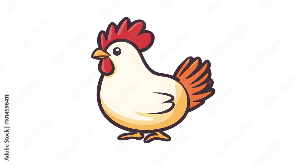 Cute Cartoon Chicken Mascot Logo in Flat Design Cute Cartoon Chicken Mascot Logo in Flat Design