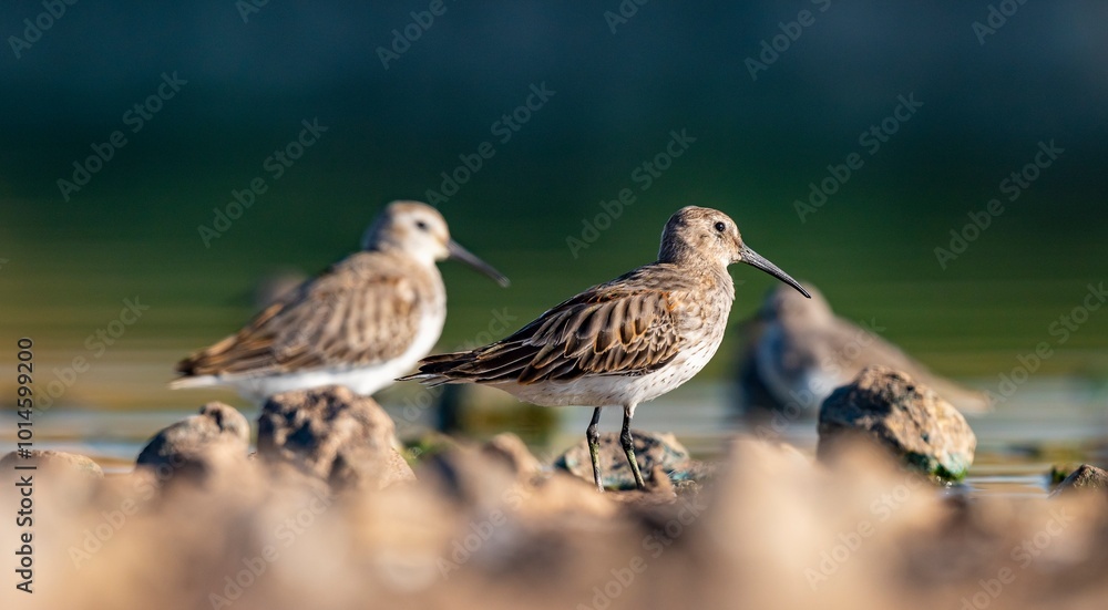 Dunlin (Calidris alpina) feeding in Kabaklı pond in Diyarbakır. Dunlin (Calidris alpina) feeding in Kabaklı pond in Diyarbakır.