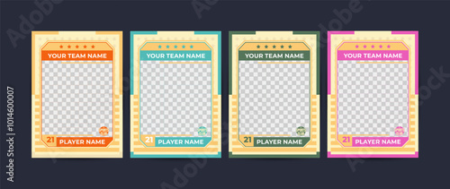 Set of trading frames for game sports card template, Frames for player cards featuring team