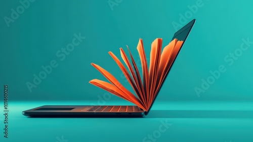 The Laptop with Open Book