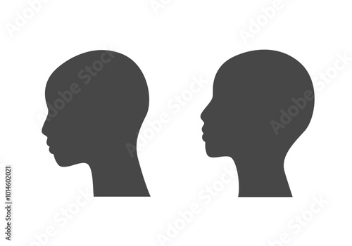 Teenager girl or boy silhouette face side view. Bow and high position.