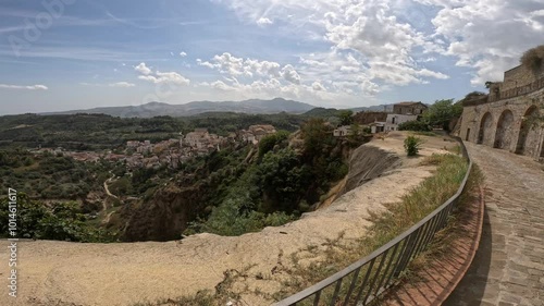 View of the landscape around Tursi, a village in Basilicata, Italy.