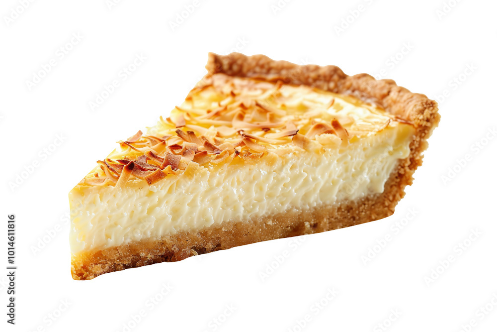 Coconut cheese tart isolated on transparent background. Coconut cheese tart isolated on transparent background.