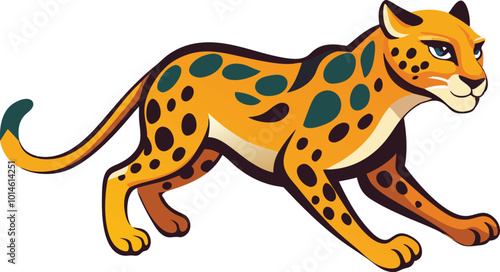 Jaguar sprinting across a pristine white background, dynamic motion