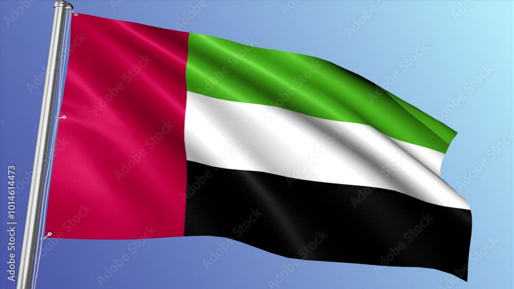 United Arab Emirates Flag Waving Loop. Flag of United Arab Emirates United Arab Emirates Flag Waving Loop. Flag of United Arab Emirates