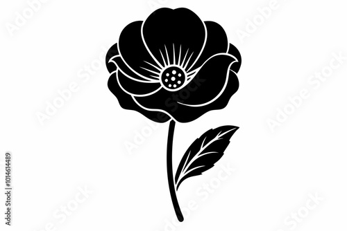 Poppy flower, Iceland poppy flower silhouette, California Poppy flower vector illustration
