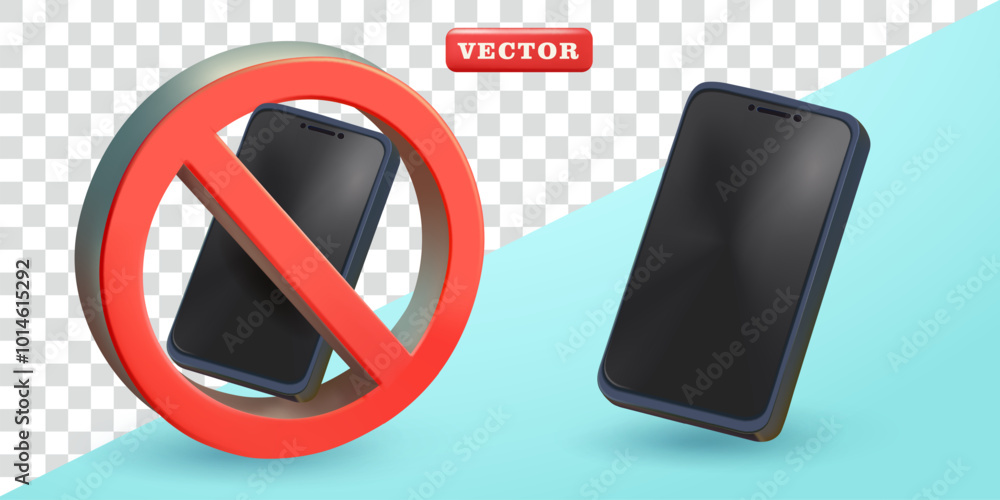 No smart phone, 3d vector. Suitable for design elements and attention No smart phone, 3d vector. Suitable for design elements and attention