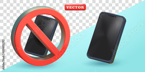 No smart phone, 3d vector. Suitable for design elements and attention