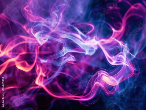 Abstract smoke swirls in pink and blue. AI.