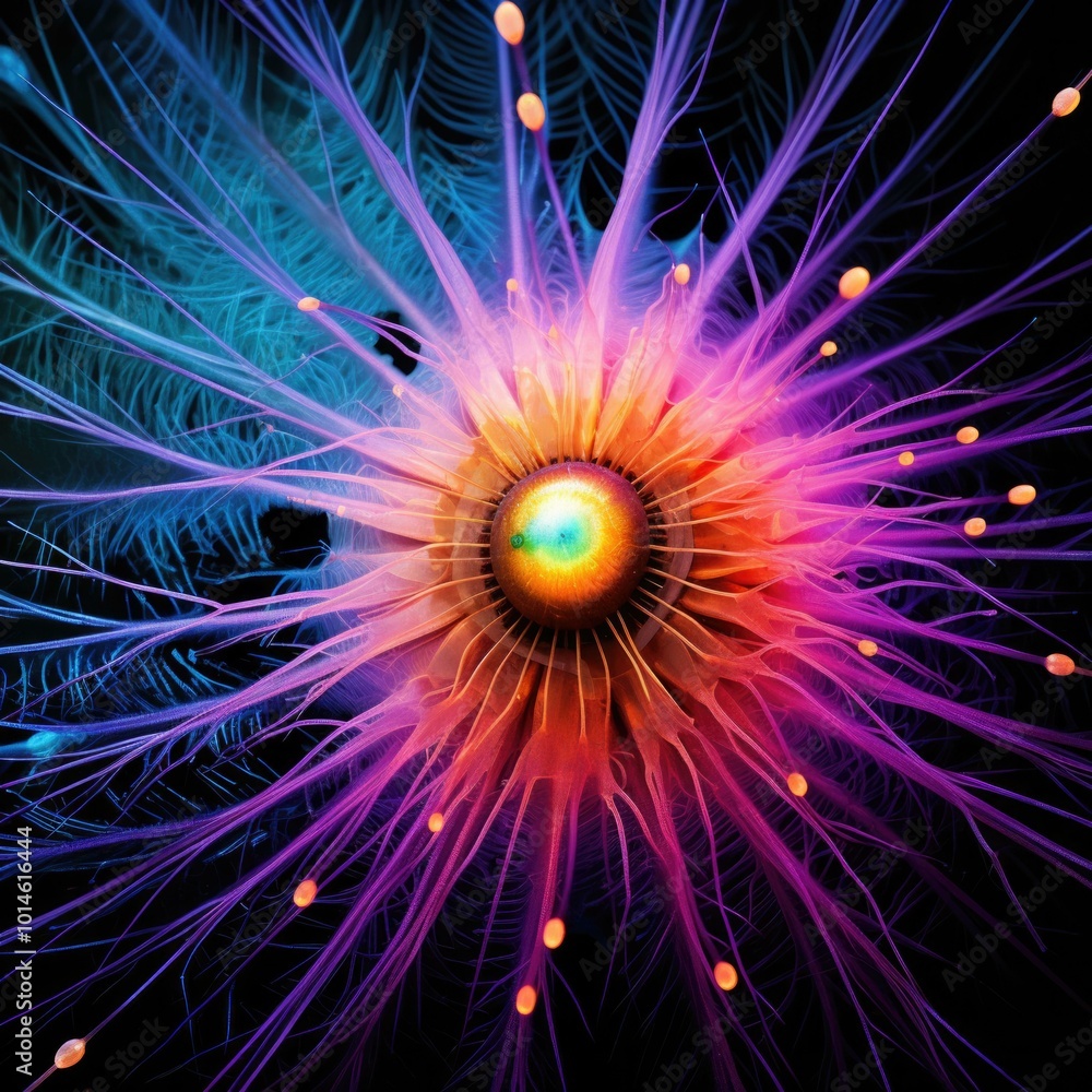 A vibrant underwater creature with colorful tentacles. AI. A vibrant underwater creature with colorful tentacles. AI.