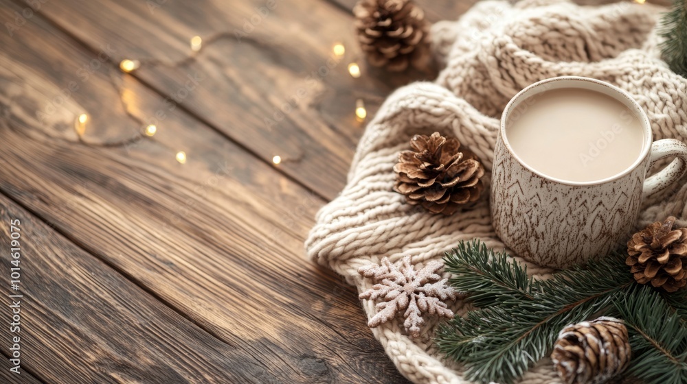 festive christmas background with pine cones, christmas balls and candles. ai generated festive christmas background with pine cones, christmas balls and candles. ai generated