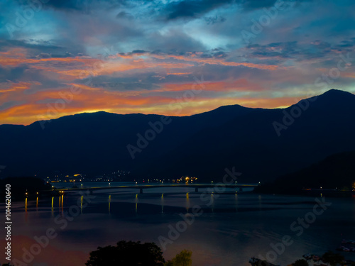 View of the lake Kawaguchi in Fujikawaguchiko in Yamanashi Prefecture near Mount Fuji, Japan photo