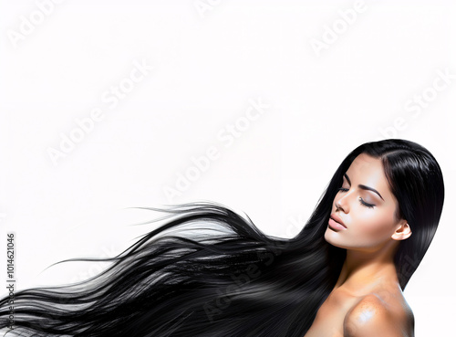 Beautiful Portrait of a Woman with Flowing Hair.