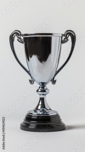 Minimalistic success concept: single winner's cup on a white background. photo