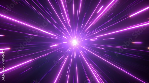 Purple light rays on a black background