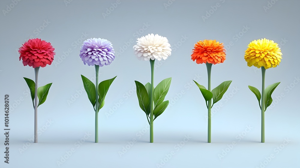 A stunning 3D rendered image showcasing a colorful collection of vibrant zinnia flowers blooming in a lush natural garden setting The zinnia blossoms are captured in high detail A stunning 3D rendered image showcasing a colorful collection of vibrant zinnia flowers blooming in a lush natural garden setting The zinnia blossoms are captured in high detail