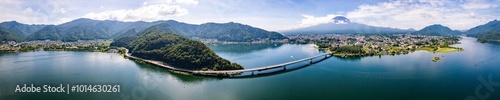 View of the lake Kawaguchi in Fujikawaguchiko in Yamanashi Prefecture near Mount Fuji, Japan