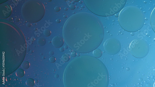 nice background, abstract background of oil bubbles on water with blue light