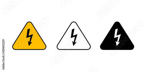 vector warning set icon power electric safety on isolated