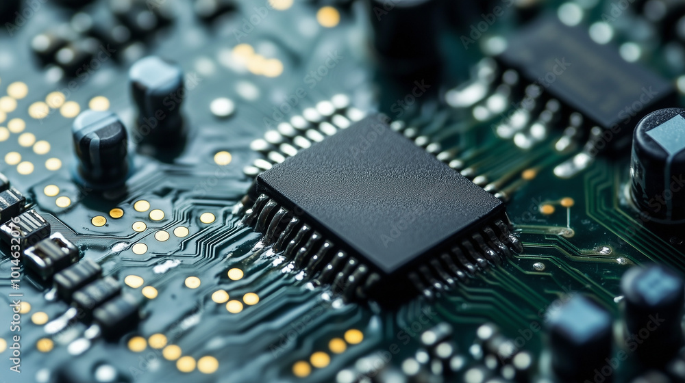 Zintegrowany mikrochip w detalach, z widocznymi układami scalonymi i miniaturowymi komponentami. Jego skomplikowana struktura ukazuje inżynieryjny kunszt oraz zaawansowaną technologię. Zintegrowany mikrochip w detalach, z widocznymi układami scalonymi i miniaturowymi komponentami. Jego skomplikowana struktura ukazuje inżynieryjny kunszt oraz zaawansowaną technologię.