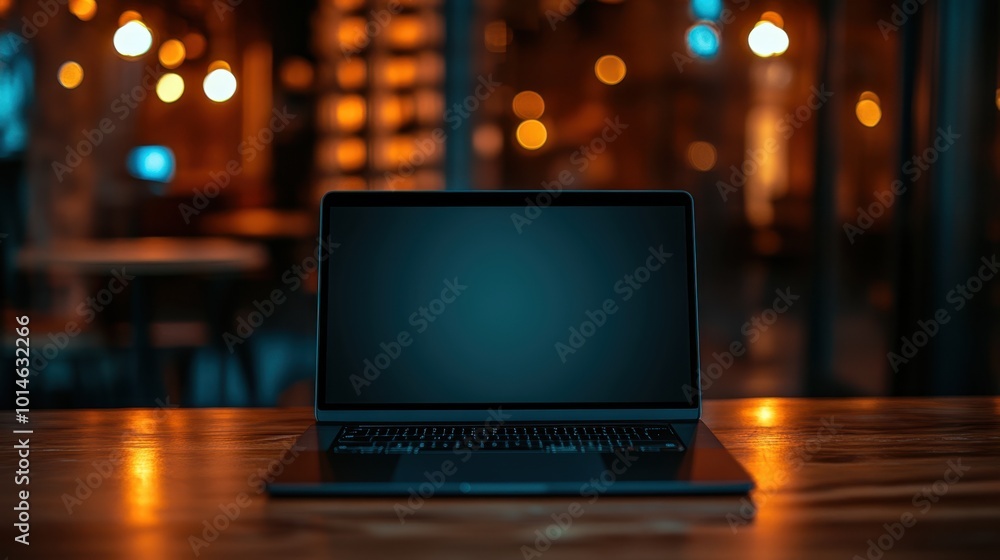 The Laptop on Wooden Table The Laptop on Wooden Table