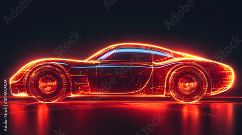 red car vector neon art