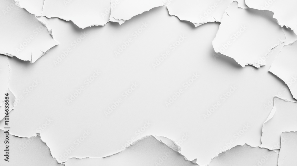 Zmięta i poszarpana biała kartka papieru przypomina klasyczną formę sztuki, gdzie każda nierówność dodaje unikalnego wyrazu. Zmięta i poszarpana biała kartka papieru przypomina klasyczną formę sztuki, gdzie każda nierówność dodaje unikalnego wyrazu.
