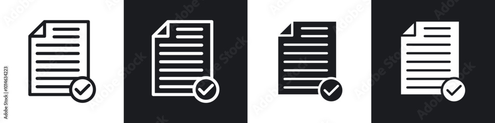 Accept document icons set. filled and line illustration Accept document icons set. filled and line illustration