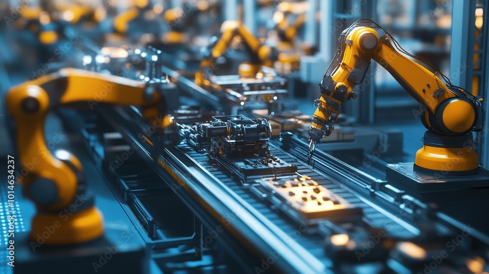 High tech robot in manfacturing factory UHD wallpaper High tech robot in manfacturing factory UHD wallpaper