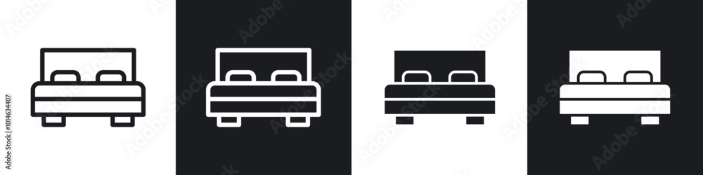 Bed icons set. filled and line illustration Bed icons set. filled and line illustration