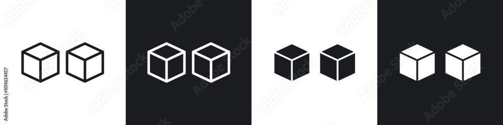 Box icons set. filled and line illustration Box icons set. filled and line illustration