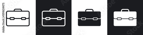Briefcase icons set. filled and line illustration