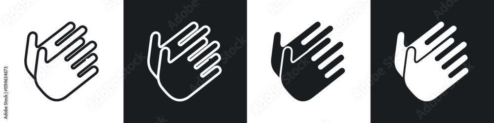 Clap icons set. filled and line illustration Clap icons set. filled and line illustration