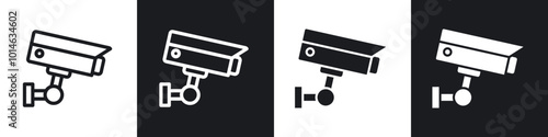 CCTV icons set. filled and line illustration