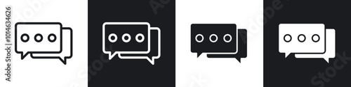 Chat icons set. filled and line illustration