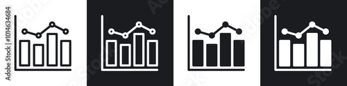 Chart icons set. filled and line illustration