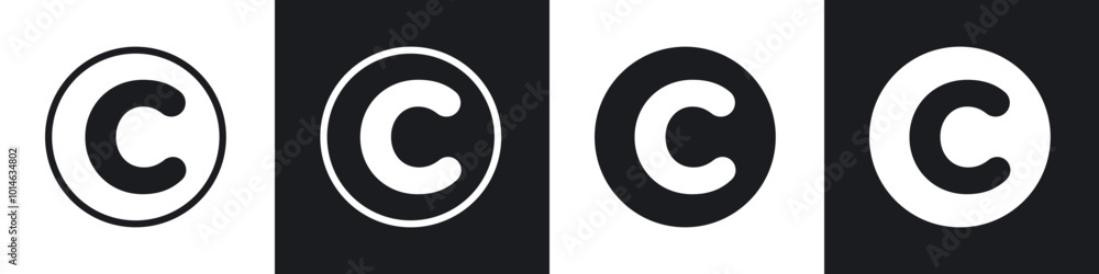 Copyright icons set. filled and line illustration Copyright icons set. filled and line illustration
