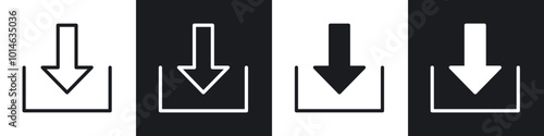 Download button icons set. filled and line illustration