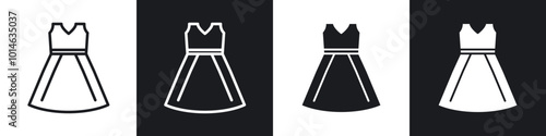 Dress icons set. filled and line illustration