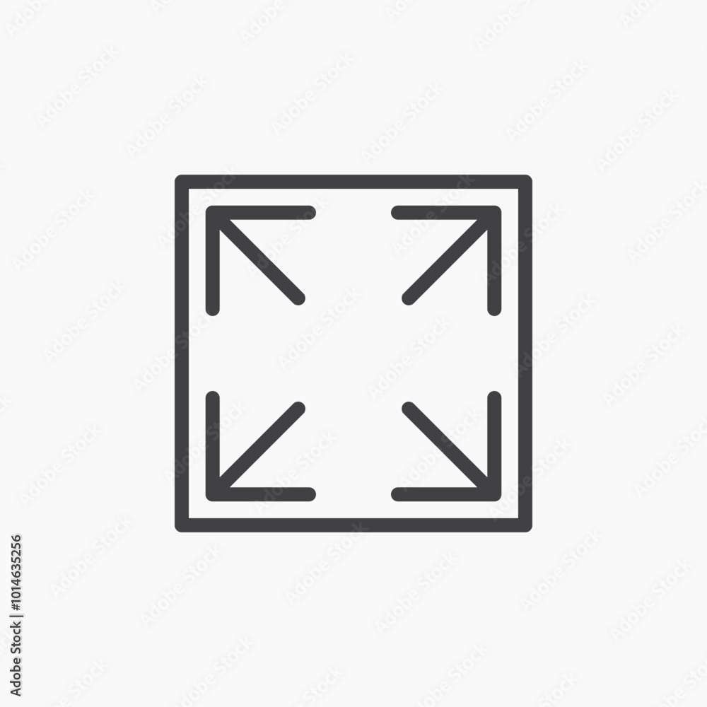 Expand icons set. filled and line illustration Expand icons set. filled and line illustration