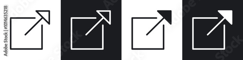 External link icons set. filled and line illustration